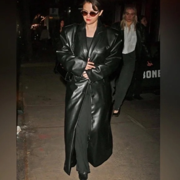 VINTAGE TIBOR WOMENS 100% LEATHER FLOOR LENGTH TRENCH COAT BLACK SZ MEDIUM RETRO - Picture 2 of 11